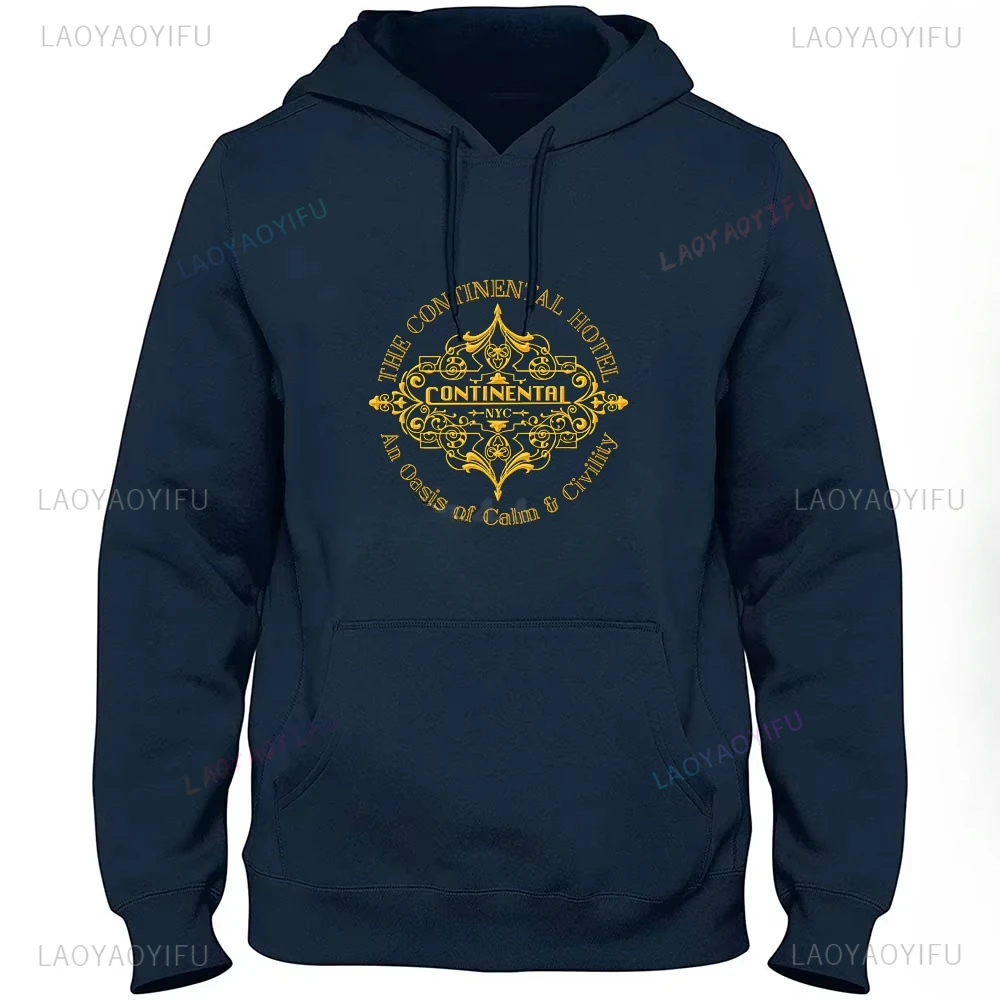 Continental Hotel Man Hoodies Hoodies Long Sleeve Wick Assassin Baba Yaga Boogeyman Bounty Hunter Continental Daisy Pullovers