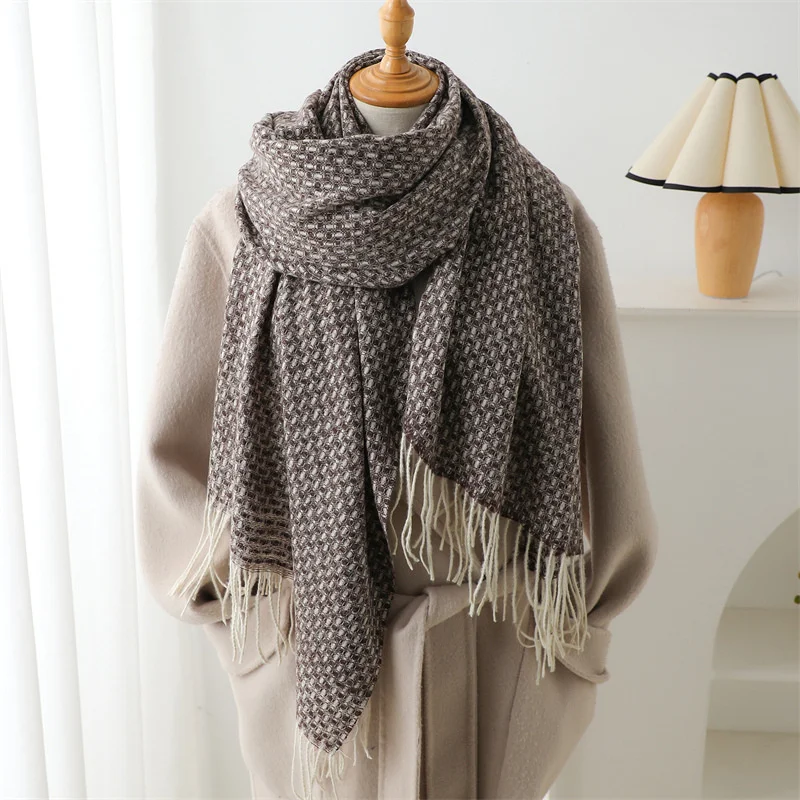 Korea Styles New Fashion Imitation Cashmere Scarf for Autumn and Winter Warm Scarf Women\'s Thick Shawl Pashmina Scarves Luxury