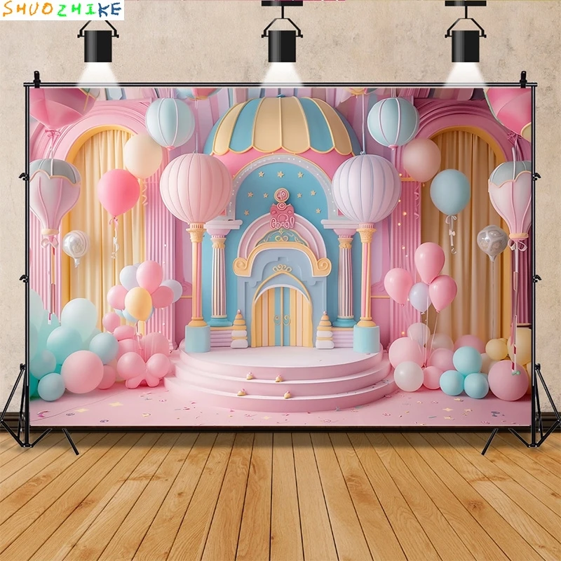 مستلزمات خلفية للتصوير الفوتوغرافي لغرفة الأطفال حديثي الولادة ، عيد ميلاد سعيد ، ديكورات الحفلات ، قوس البالونات ، مظهر الأزهار ، خلفية الصورة ، ، ، ، ، ،