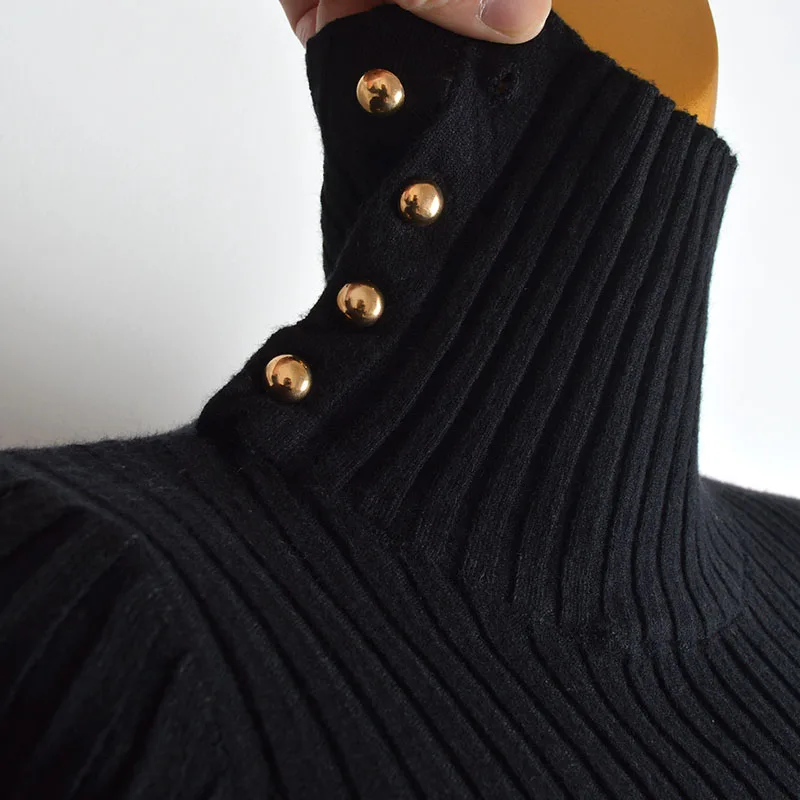 Suéter de Cuello Alto para Mujer, Manga Larga, Ajustado, Estilo Informal para Otoño e Invierno, Color Sólido, Estilo para el ...