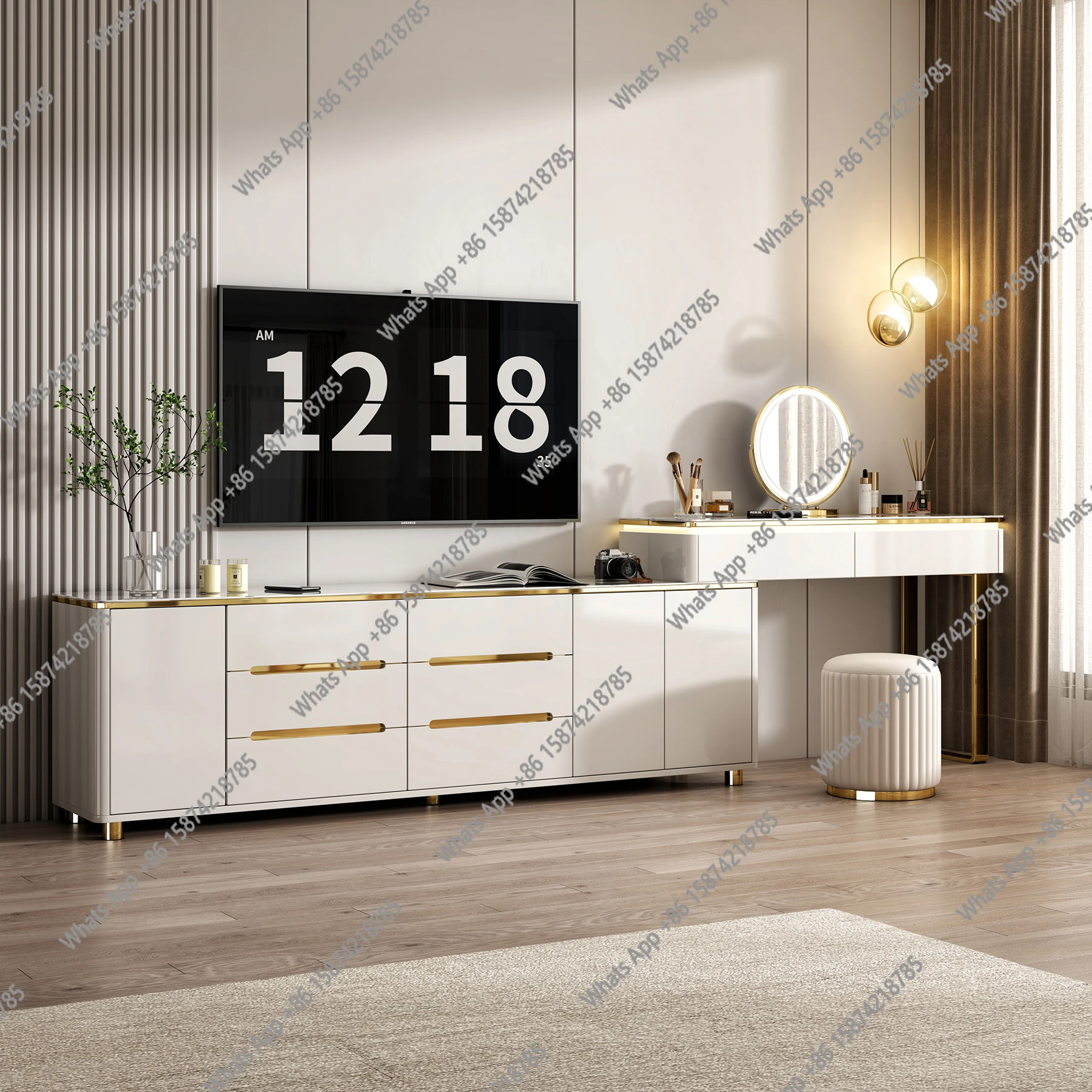 

Solid wood lacquered rock slab dresser, integrated storage cabinet, simple modern chest in the bedroom