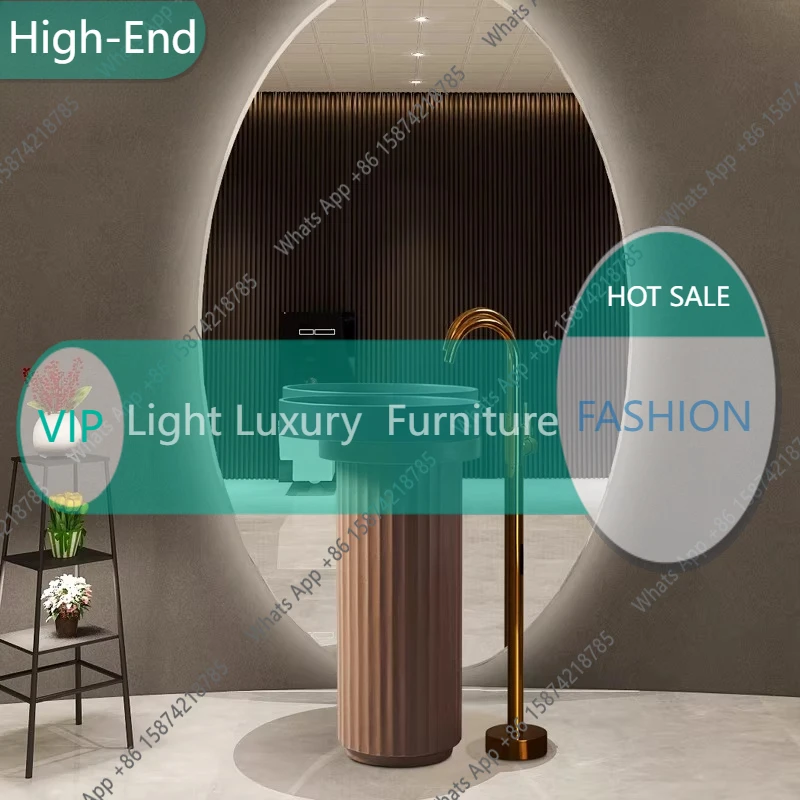 

Nc Nordic new creative art column type washbasin hotel B & B commercial round floor type washbasin pillar basin