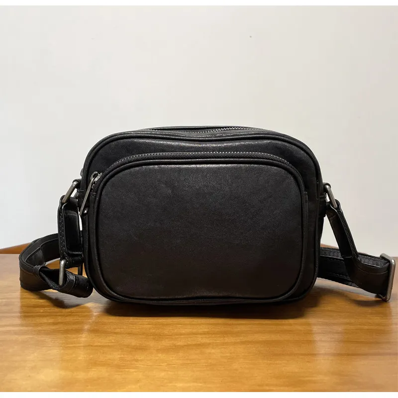 Vegetable tanned cowhide men's leather casual bag summer mobile phone oblique span bag