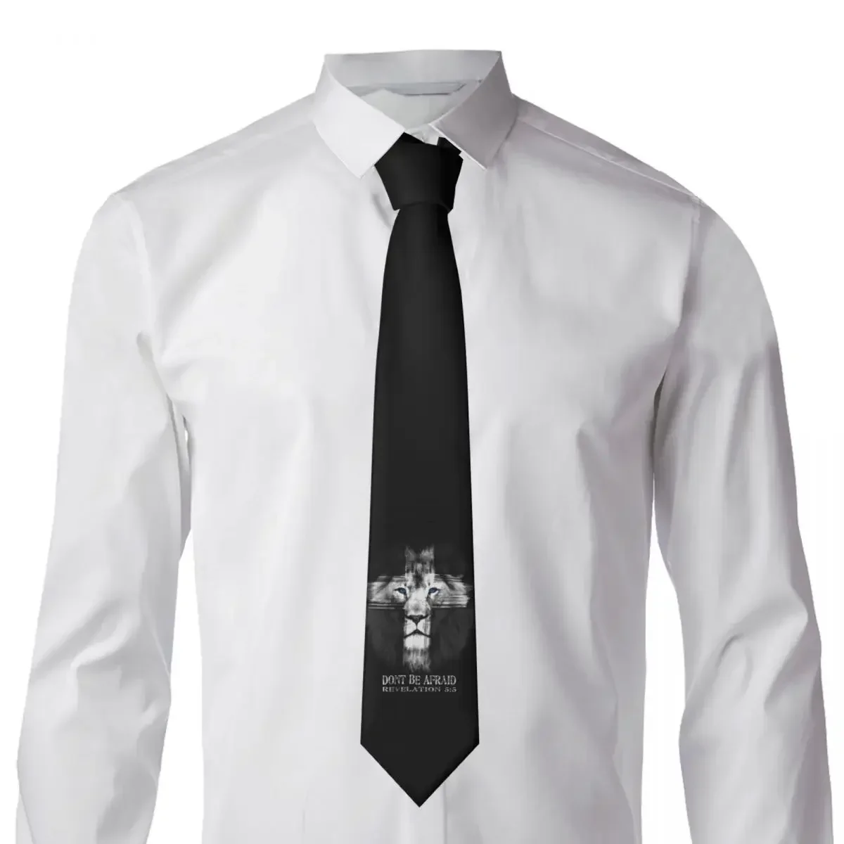 Classic Lion Of The Tribe Of Judah Cross Neck Ties for Business Custom Mens Christian Dont Be Afraid  Necktie