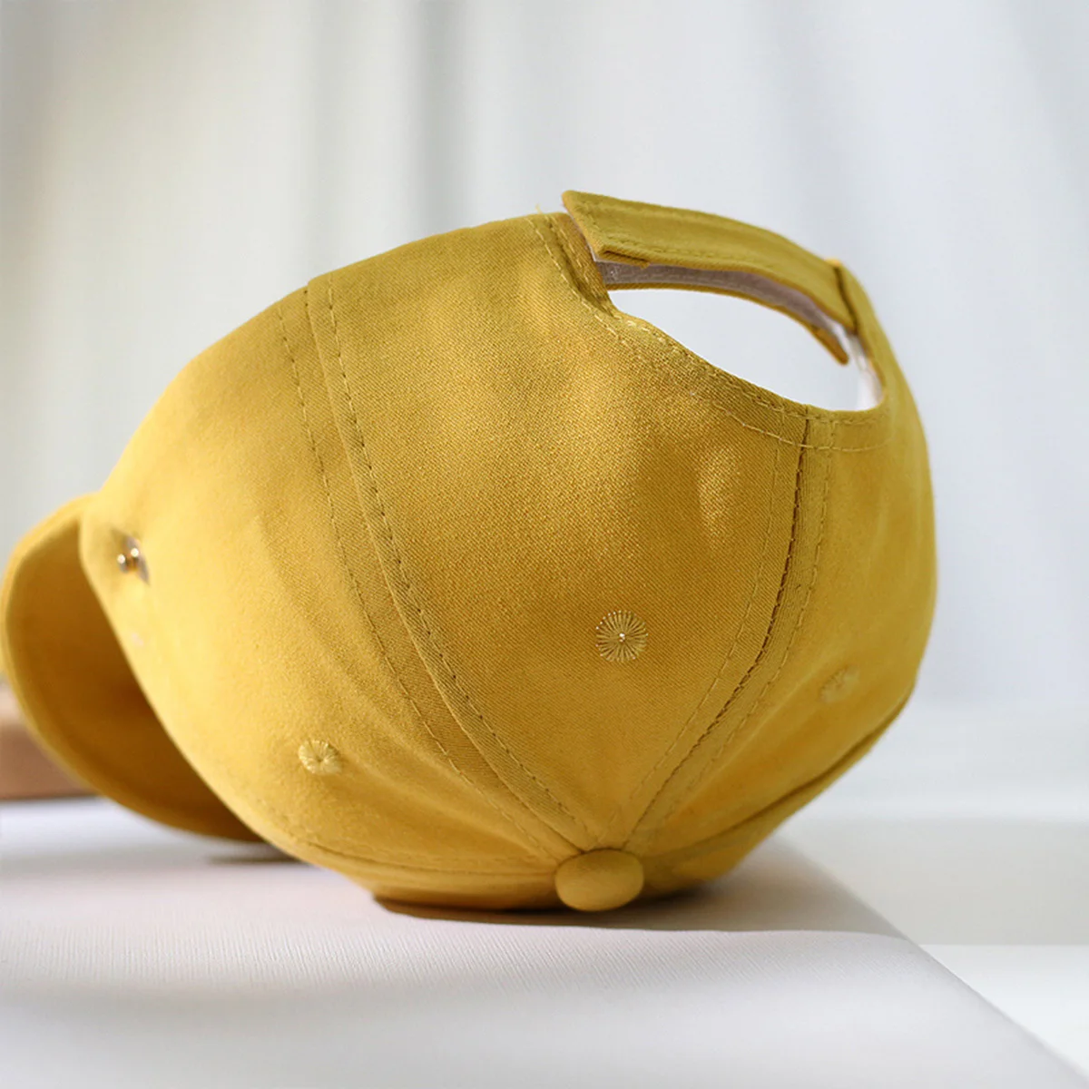 

Yellow Cotton Kids Baseball Cap with Detachable Transparent Durable Sun and Droplet Protection 5-15 Months