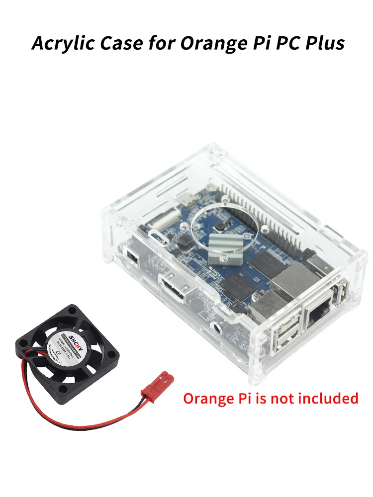 Pomarańczowy Pi PC akrylowa obudowa przezroczysta powłoka opcjonalny wentylator radiator 5V 3A Power Suplpy Protect obudowa dla Orange Pi PC Plus — zdjęcie produktu 7