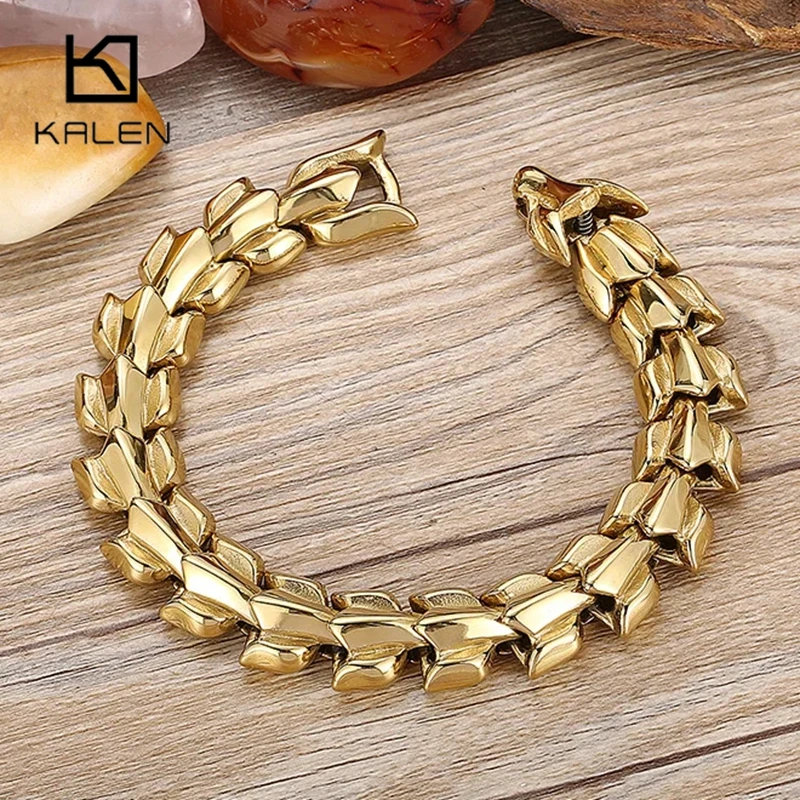 

15mm Stainless Steel Keel Chain Bracelet for Men Hip Hop Rock Arrow Charm Thick Jewelry 18K Gold Color Wristband Accessory Gifts