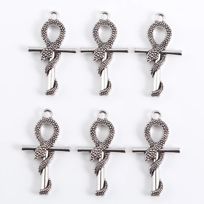 15pcs New Cross Alloy Charms Snake ciondoli religiosi per la realizzazione di accessori per gioielli fai da te fatti a mano risultati collana di artigianato