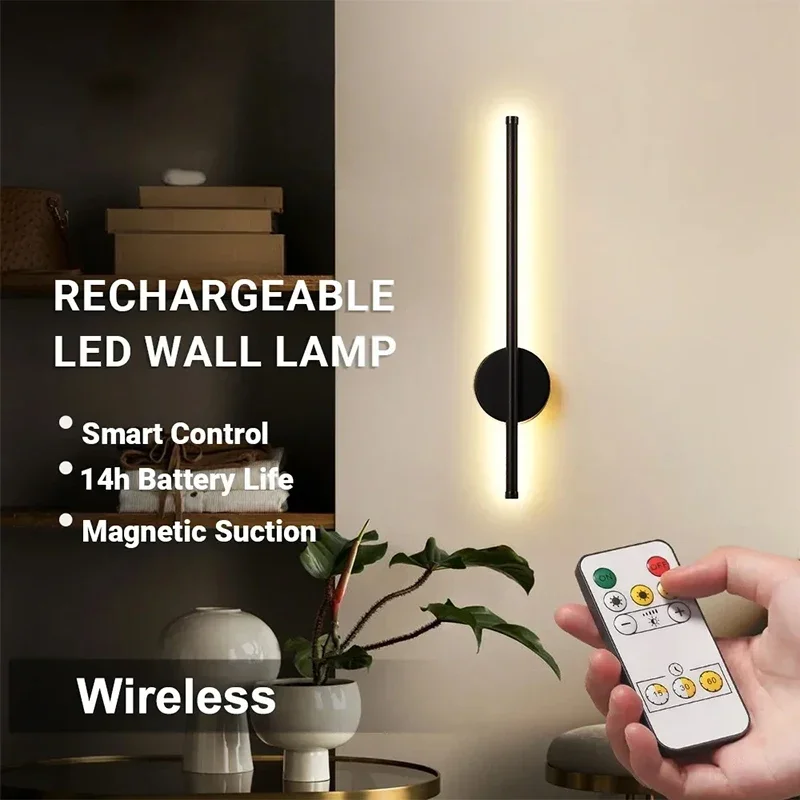 

Modern LED Rechargeable Wall Sconce 5W Nordic Remote Control Wiring-Free Wall Sconce LED Bedroom Living Room Loft Indoor Lamps