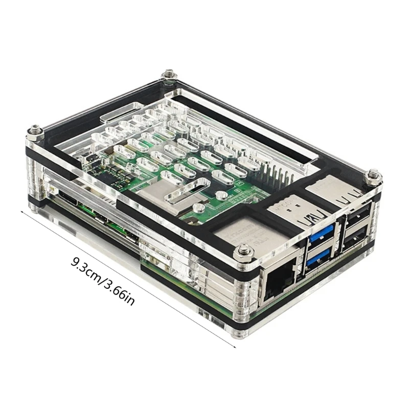 Casing Akrilik 9 Lapis dengan Pendinginan Pasif, Pemasangan Mudah untuk RPI 5 4GB/8GB