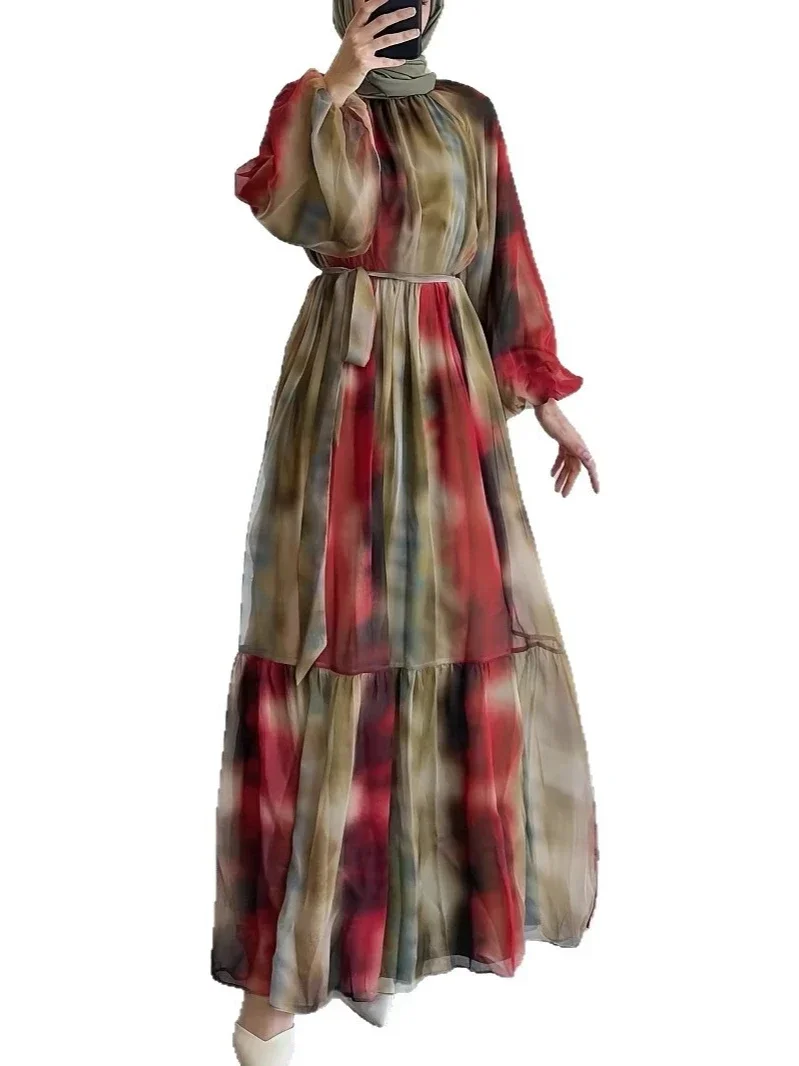 فستان مسلم عباية نسائية عيد التعادل صبغ طباعة فساتين الدانتيل دبي جلابية قفطان المغرب فيستدوس رداء عربي طويل رمضان 2026