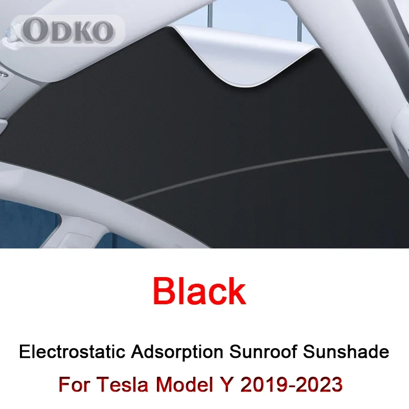 Car Electrostatic Adsorption Sunroof Sunshade Cover For Tesla Model Y 2019-2023 2024 Heat Insulation Skylight Sticker Accessory