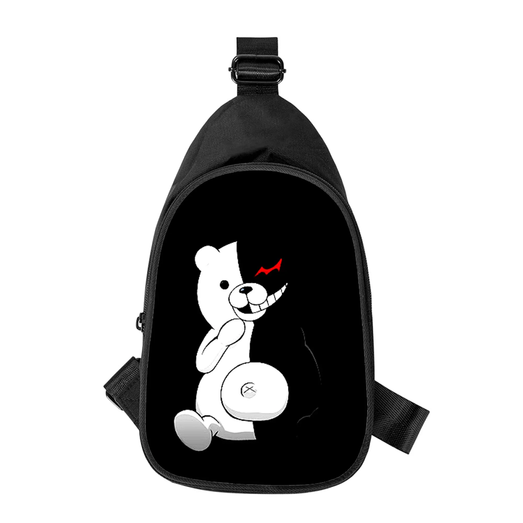 Danganronpa Monokuma Anime Print Cross Peito Bolsa para Homens e Mulheres, Bolsa de Ombro, Marido, Escola, Pacote de Cintura, Masculino, Novo, Diagonalmente