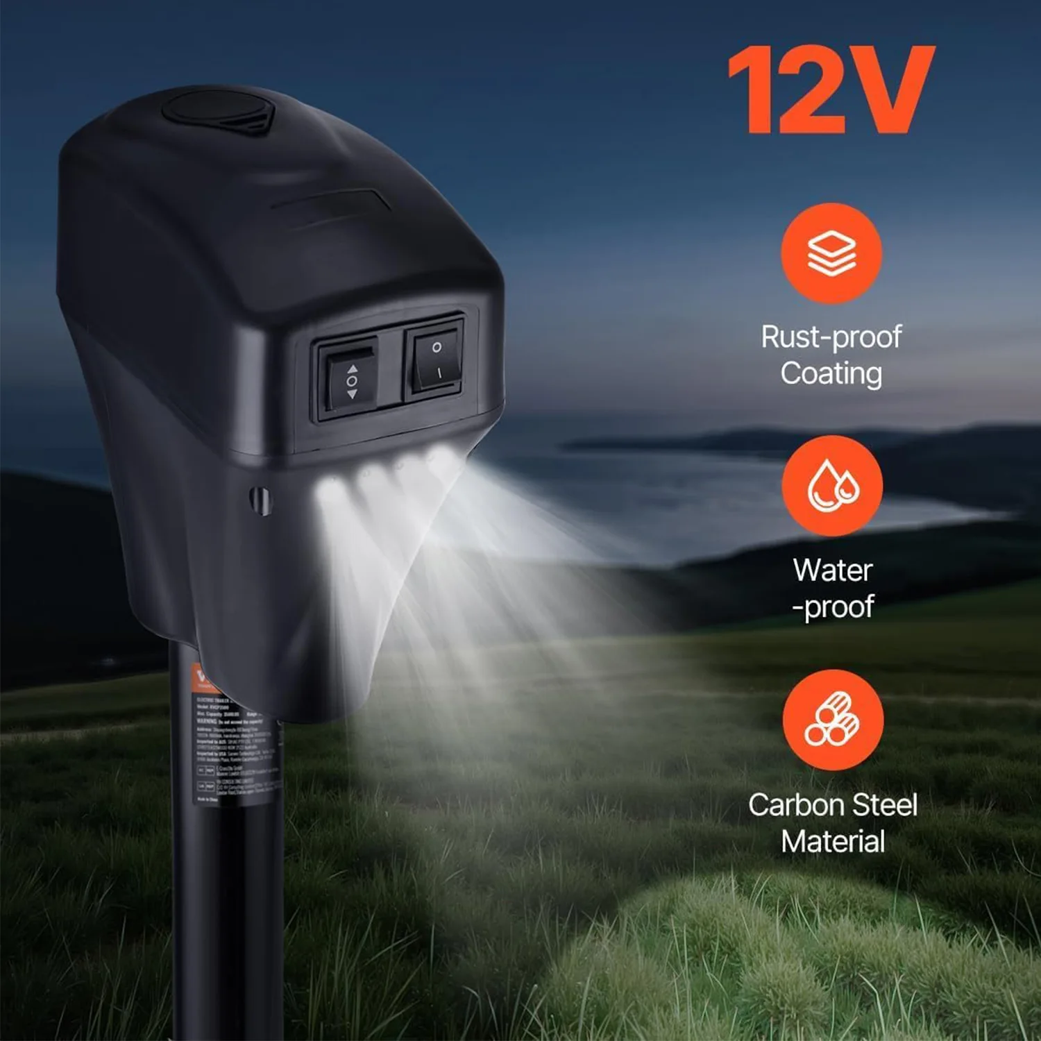 5000Lbs Electric Trailer Jack,Electric Tongue Jack with Waterproof Cover for Lifting RV Trailer, Horse, Utility, Yacht