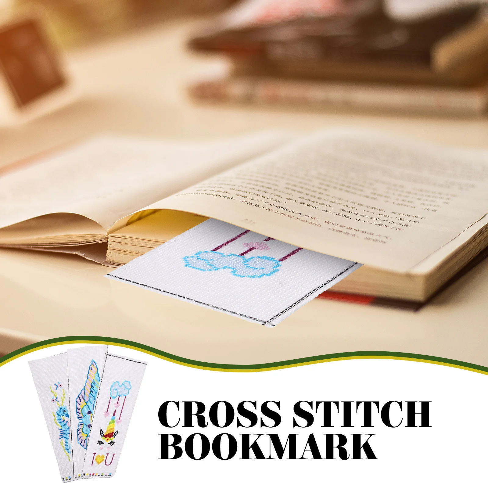 

3 Sets DIY Bookmark Material Package Cross Stitch Kit Craft Embroidery Bookmarks Beginner Polyester Embroidered Kits