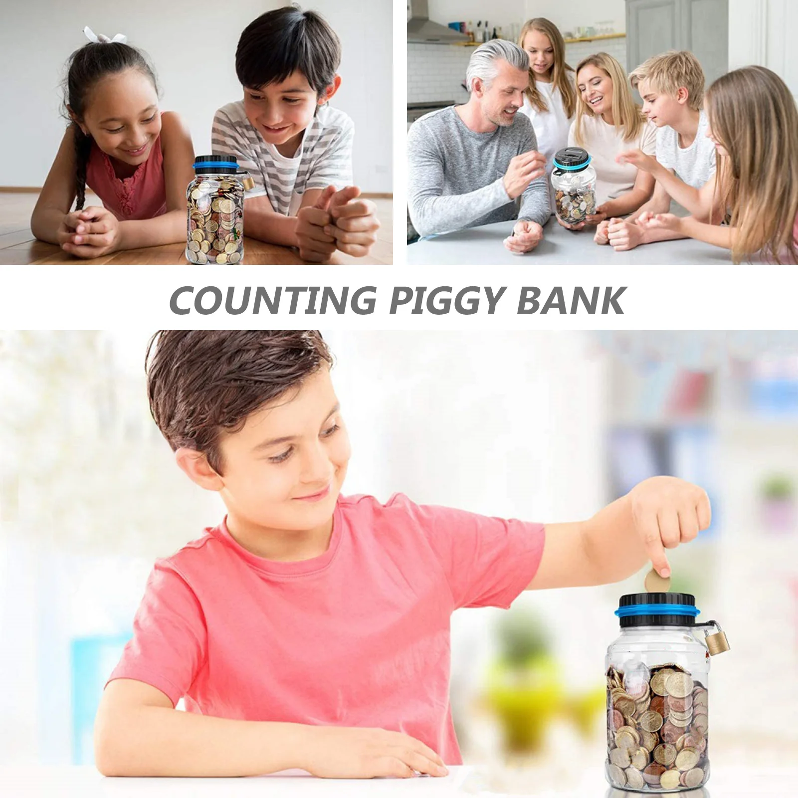 

Digital Display Counts Piggy Bank Premium Plastic Saving Pot Transparent LCD Screen Financial Habits Gift Saving Pot with Lock