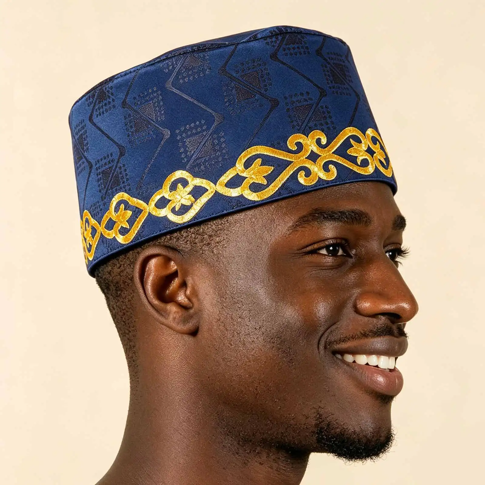 Men Prayer Hats Islamic African Muslim Kippah Arab Caps Men Arabia Cotton Gold Embroidery Wrap Muslim Islam Men Hat Headscarf