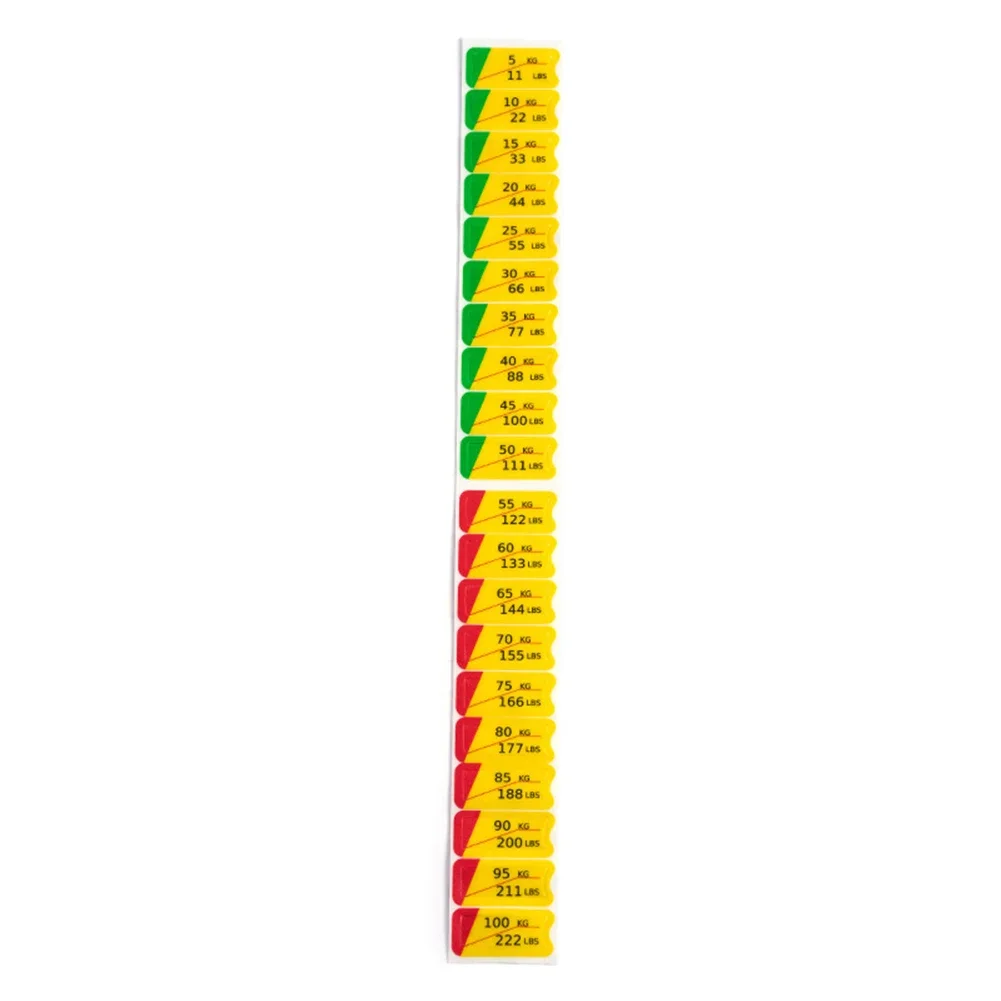 Weight Stickers for Easy Identification Labels for Gym Equipment from 11LB to 222LB Smooth and Hard PP Material