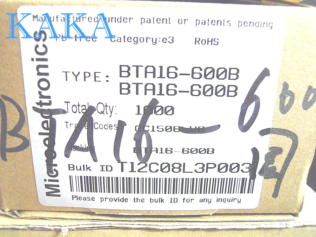 Original novo BTA16-600 16A 600V TO-220, 10 PCes