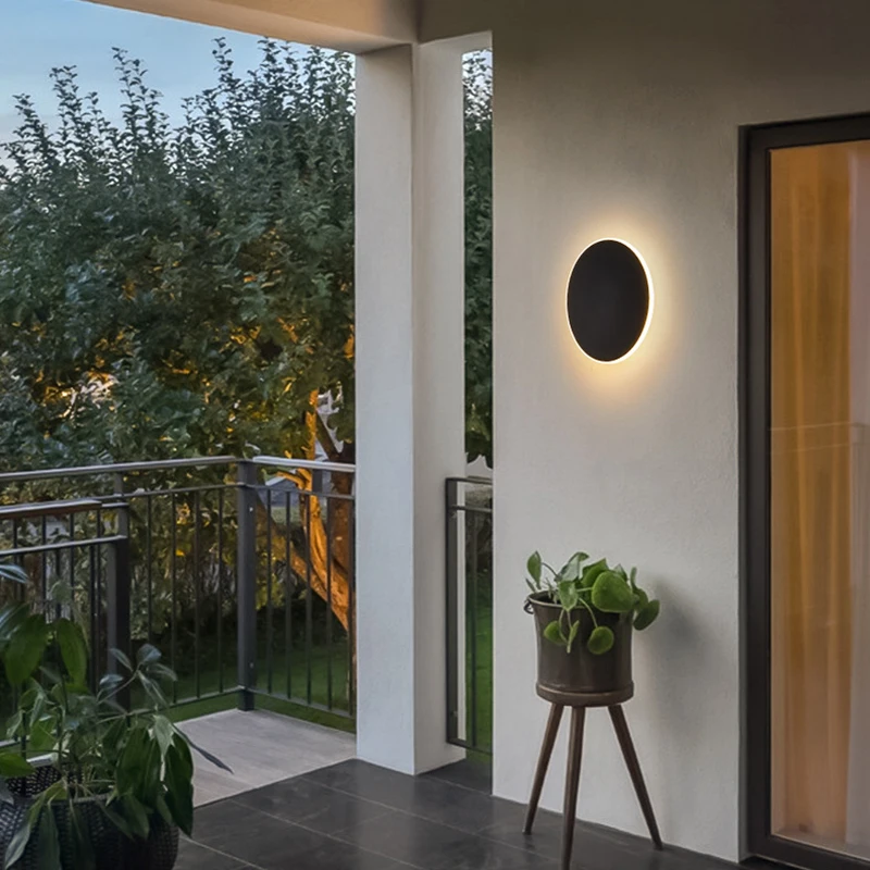 Creative Simple LED Circular Wall Lamp 13/20/30CM Solar Eclipse Bedroom Night Lamp Living Room Corridor Garden Light Sconce