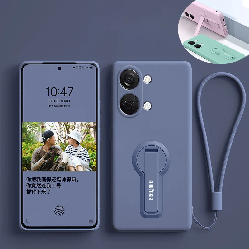 Phone Case For Oneplus Nord 3 4 5 Liquid Silicone Case CPH2491 Shockproof Soft Cover With Holder Bracket Screen Film