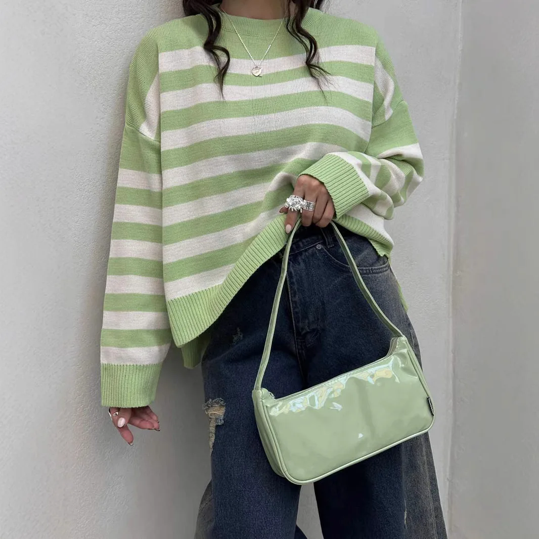 2025 الخريف والشتاء المرأة سترة تصميم الشعور المتناقضة مخطط البلوز سترة فضفاضة الجانب الشق سترة