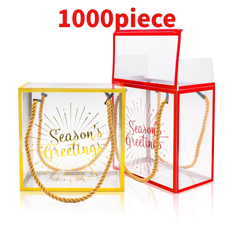 10 00piece.Custom.Custom Printed PET Food Candy Box Foldable Square Transparent Wedding Party Plastic PVC Box Pa