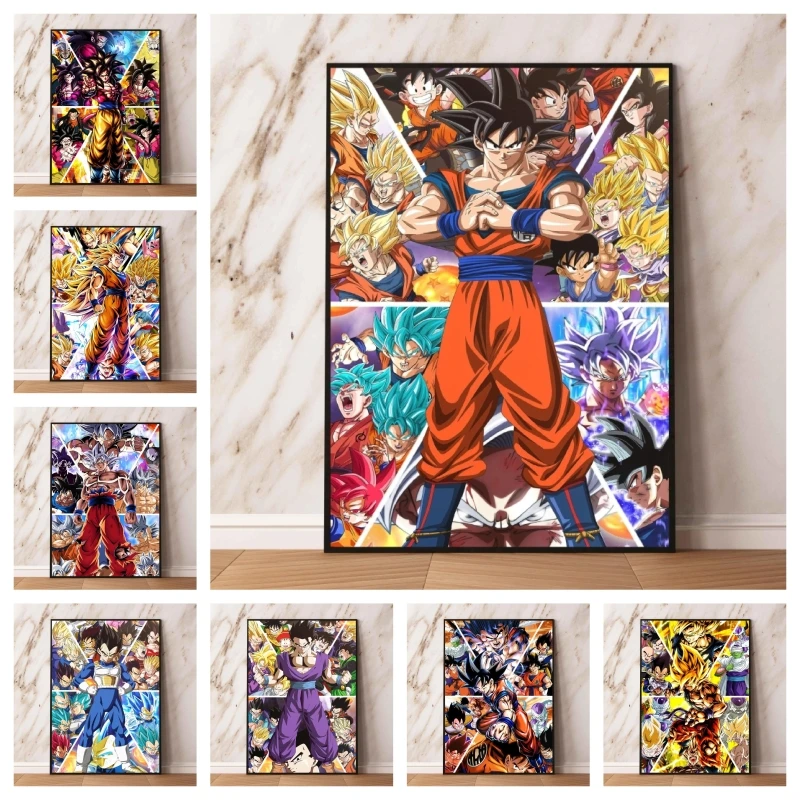 

Anime cartoon Canvas Artwork Painting Dragon Ball Goku Friends Gifts Poster Toys Children's Bedroom Decor Modular Prints