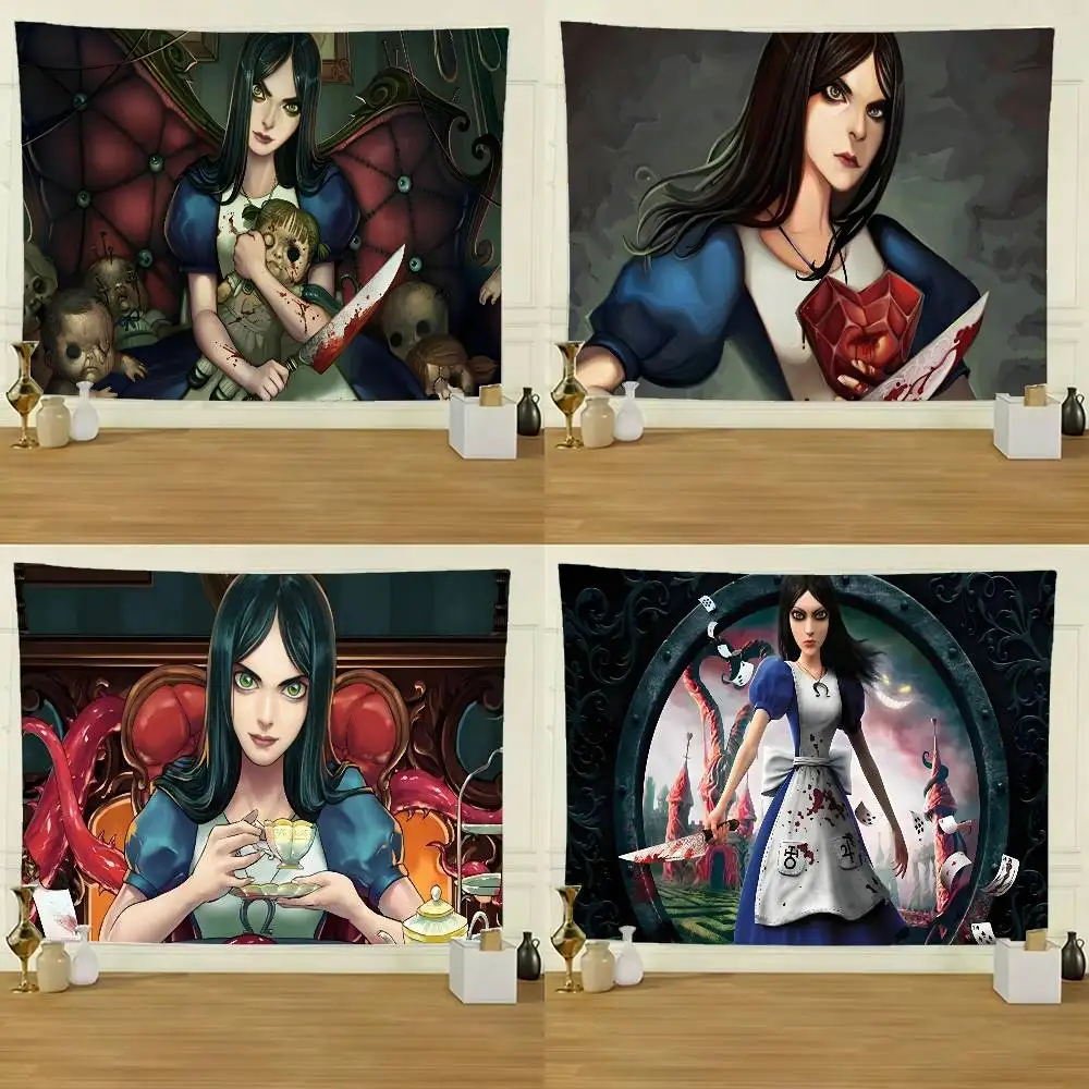 Game A-Alice M-Madness R-Returns Flag Tapestry Creative Pattern Photo Living Room Wall Art Decor Party Outdoor Decorate Banners
