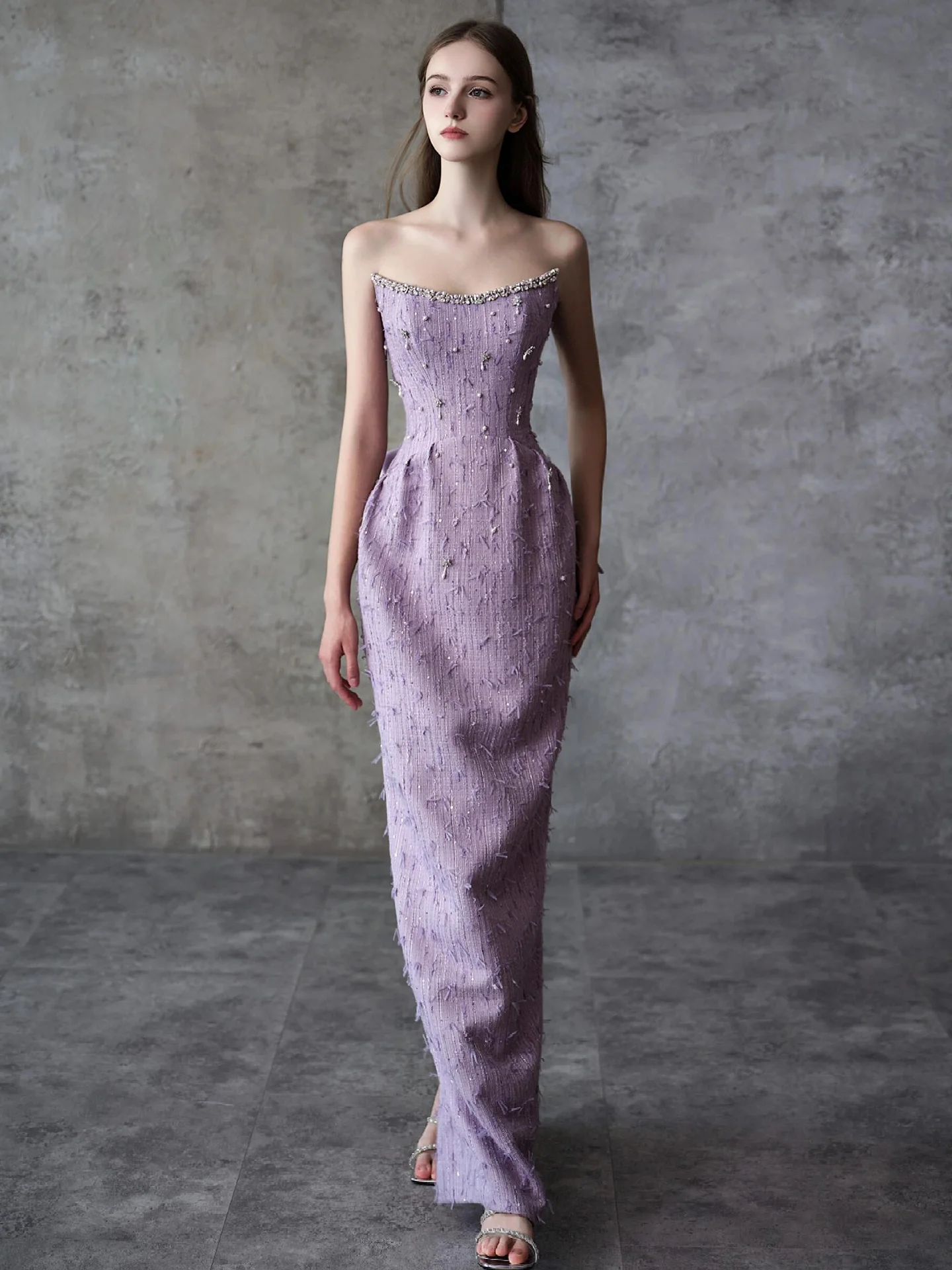 

Фиолетовое вечернее платье женское 2026 года, новое, элитное, для банкетов, без бретелек, для помолвки и торжественных мероприятий