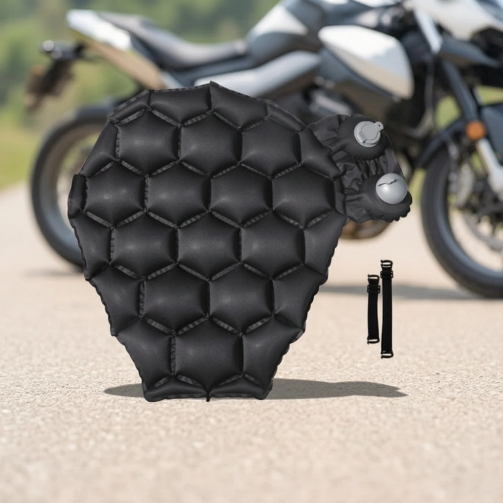 Motorcycle Ventilated Mesh Seat Cushion Inflatable Motorcycle Air-Filled Cushion Seat Pad Shock-Absorbing Breathable