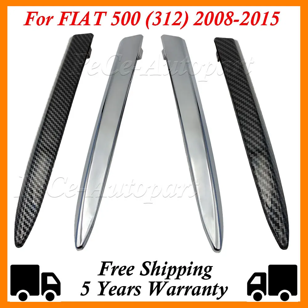 735455041 735455042 Car Front Bumper Upper Molding Chrome Carbon Trim Replacement for FIAT 500 2007‑2015 Car Exterior Parts