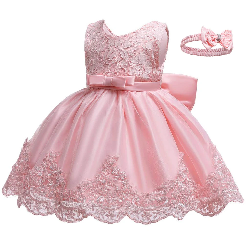 

Christening Lace Flower Baby Girl Dress Princess Formal Prom Tutu Ball Gown