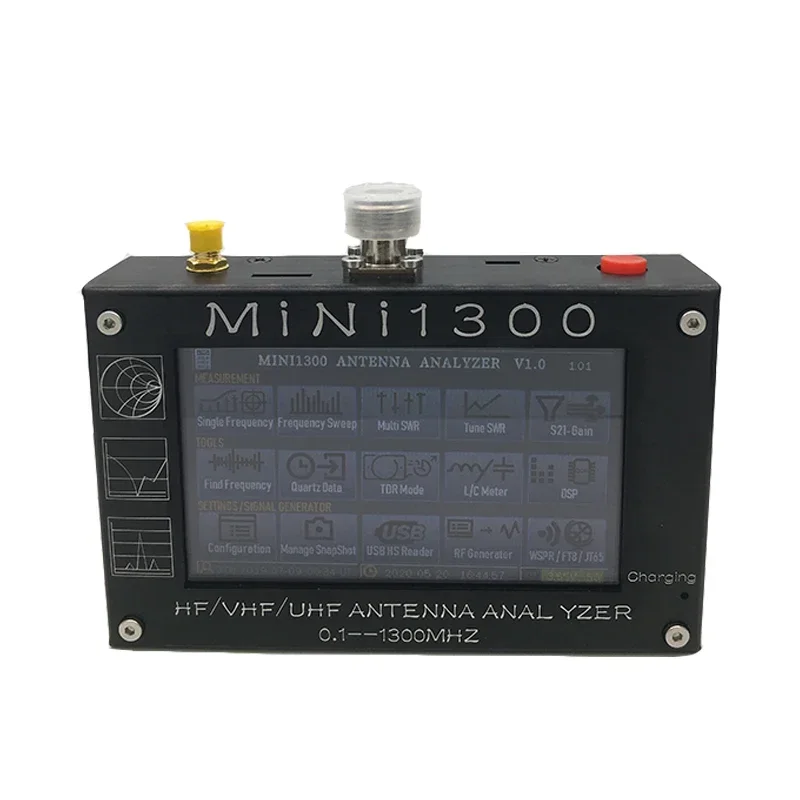 0.1-1300MHz Mini1300 Vector Network Analyzer Antenna Tester Portable Standing Wave RF Multi Meter 4.3-inch Hf Vhf UHF