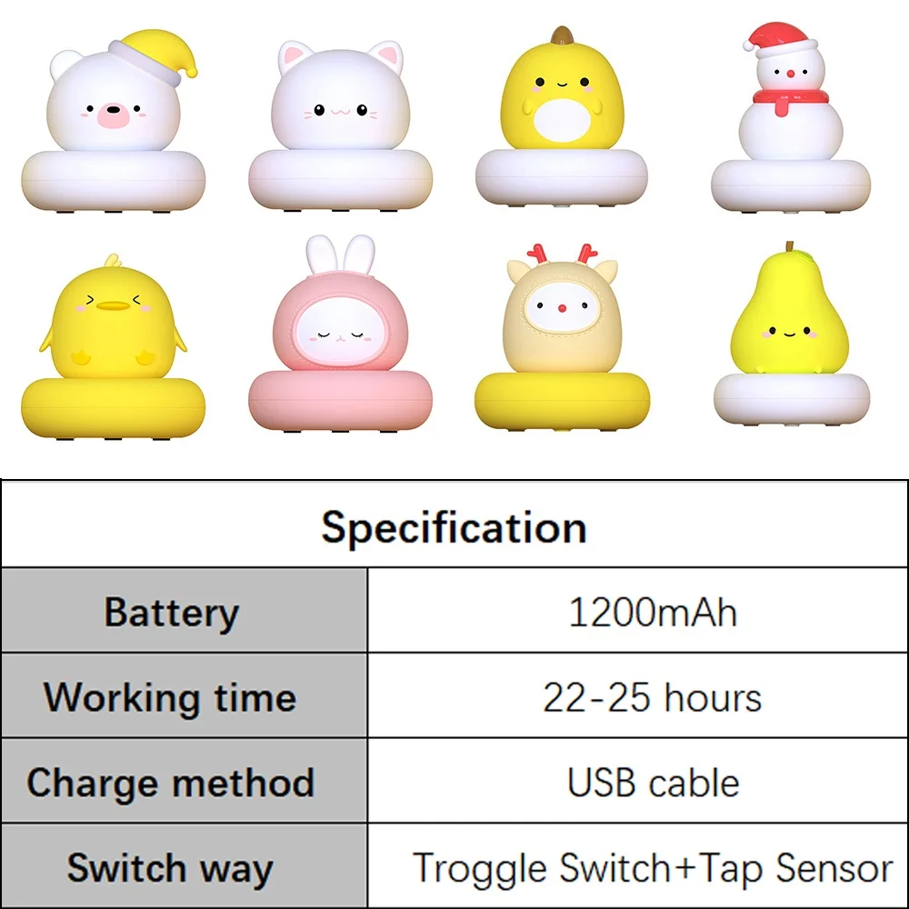 Imagem -06 - Lâmpada Led para Desenhos Animados Usb para Crianças Luz Noturna Luz Noturna Urso Coelho Bebê Fofo para Casa Quarto Criança Presente de Natal