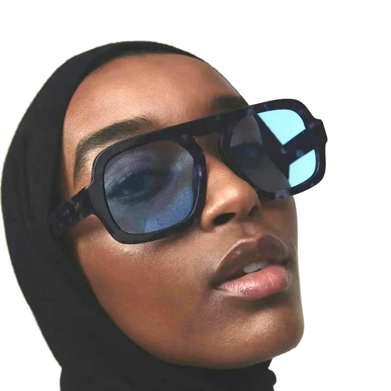 Mode quadratische Sonnenbrille Frauen neue Retro schwarz braun dicken Rahmen Pilot Sonnenbrille Frau Chic Polygon Leopard Shades UV400 – Detail 3