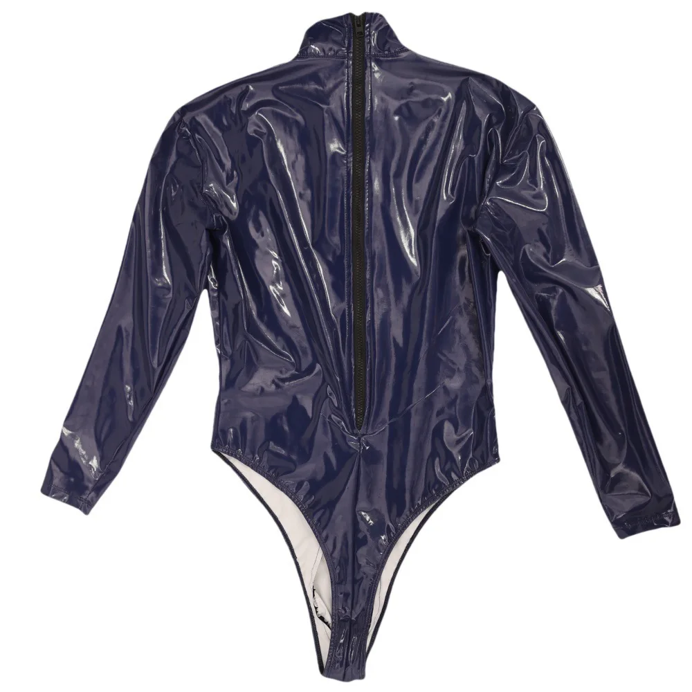 S-4XL سستة مفتوحة التمثال ارتداءها Catsuit لامعة بولي Leather الجلود محدب الحقيبة بذلة جاحظ المنشعب Carapace فتح الصدر الجوارب #5