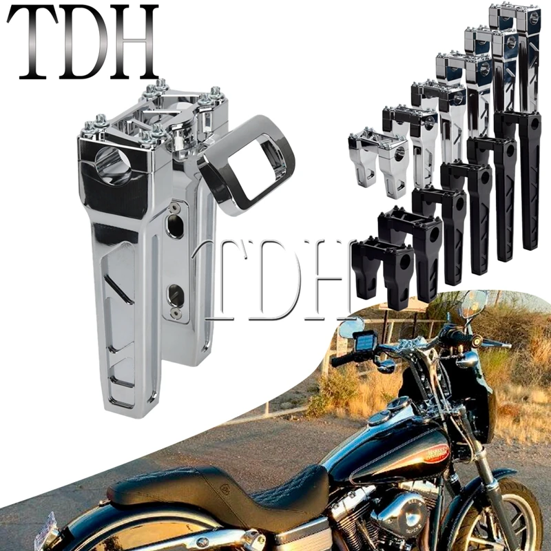 

25mm Kickback Pull Back T bar Handlebar Riser 4" 8" 12" Rise Top Clamp For Harley Dyna Super Glide Street Bob Fatbob Cafe Racer