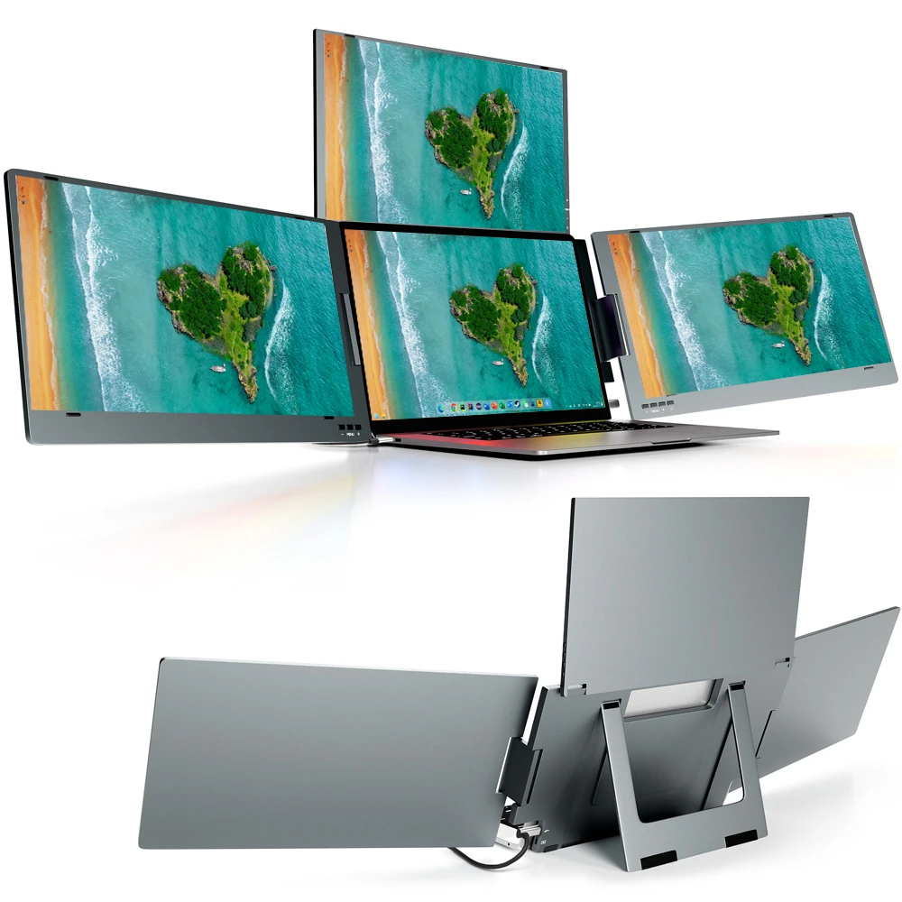 

New Model One Cable Type-c Monitor 14 Inch Quad Monitor 1080P LCD With Triple Displays All in One Screen Extension for Laptop