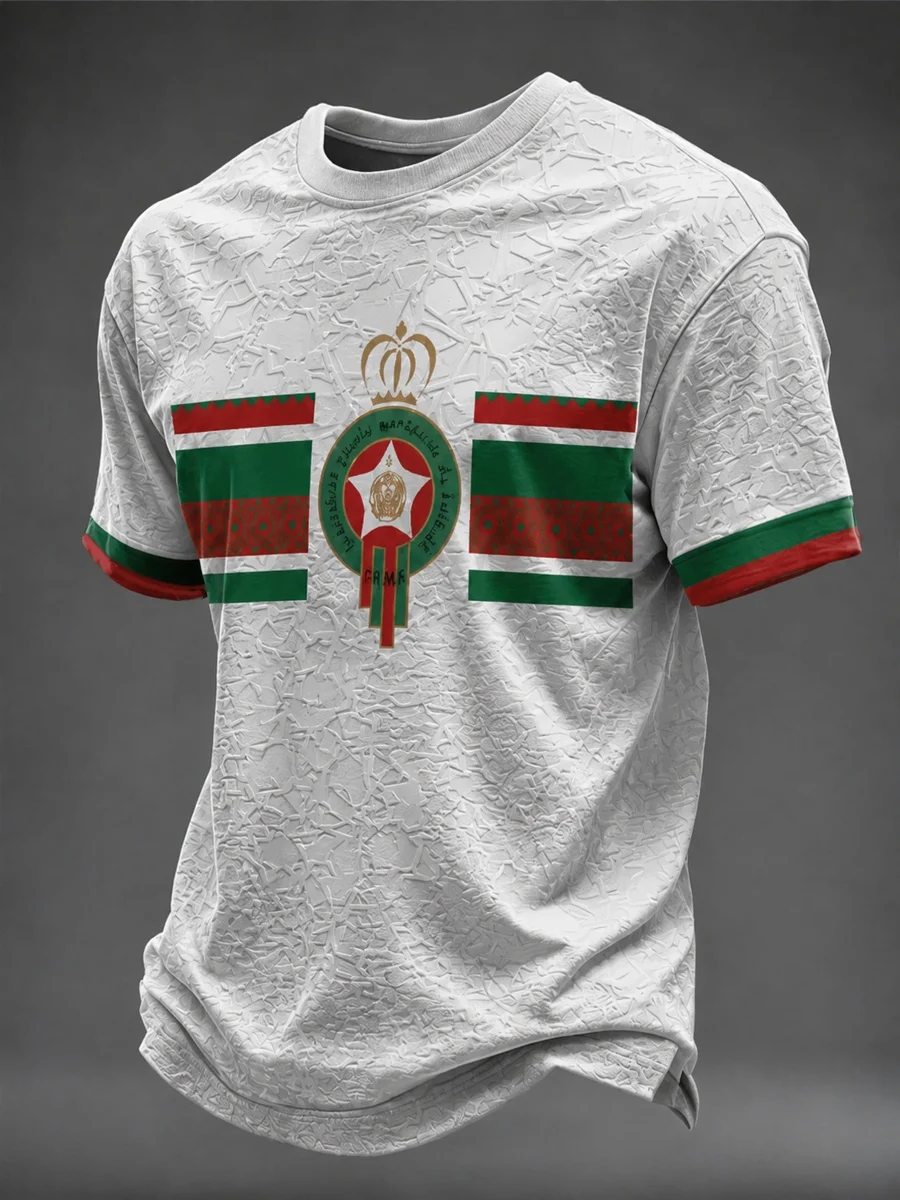 Moroccan National Trend Design Football Jersey for Fans Quick Drying Oversized Classic Style Casual Sports Men Family Kids Tees