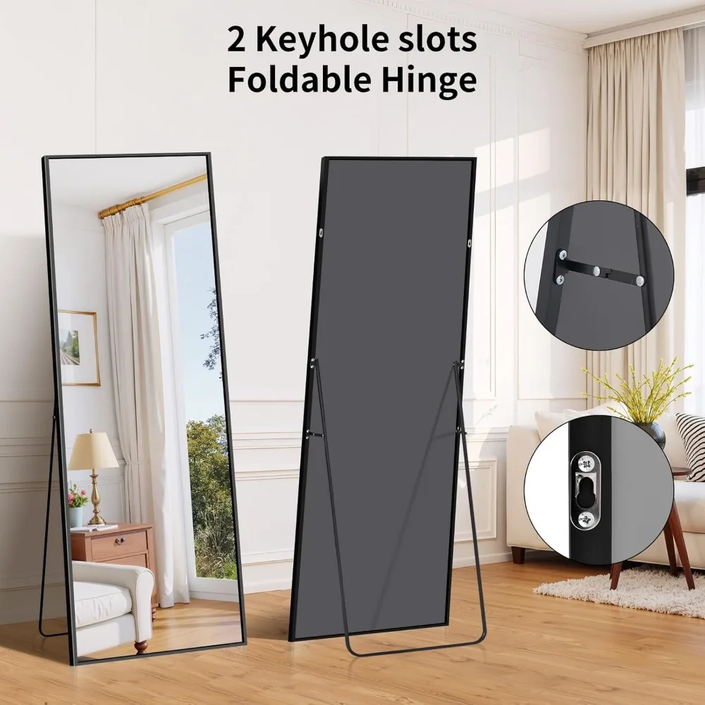 Großer Standspiegel in voller Länge mit Aluminiumrahmen für die Inneneinrichtung – ideal für Schlafzimmer und Wohnzimmer