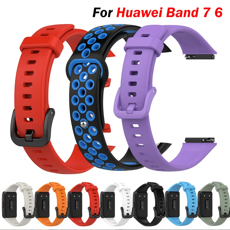 Watchband For Huawei Band 7 6 SmartWatch Wristband Sport Silicone Replacement belt for huawei band 7 strap Bracelet Wrist Bands