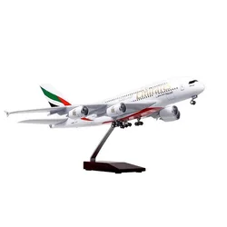 1/160 Airbus A380 UAE/Emirates 18 inchs Large Model Diecast Airplane Model Kits with Stand Airliner Model Plane Display Collecti