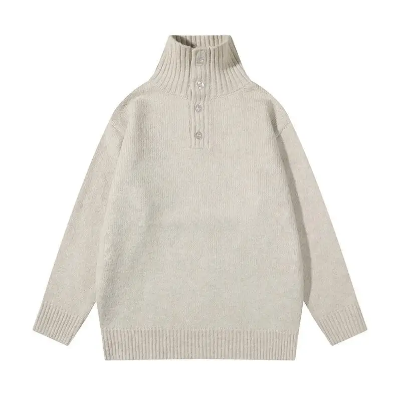 

Теплый зимний свитер из высококачественного трикотажа для подростков, свободного кроя, с пуговицами, повседневный, для ношения под одеждой