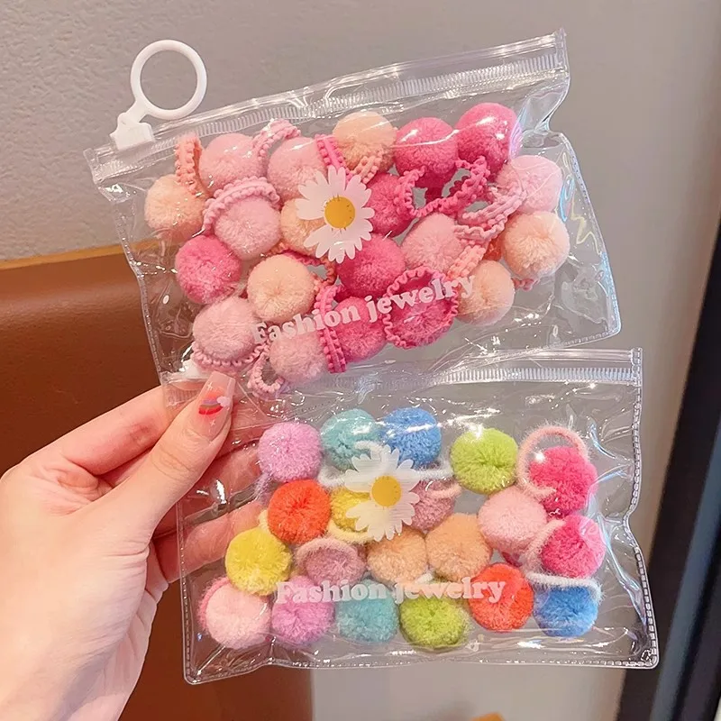 【20-Piece Set】Hair Ball Thumb Scrunchies Cute Rubber Band Girl Tie Head Hair Rope Children Baby Small Headrope Headwear