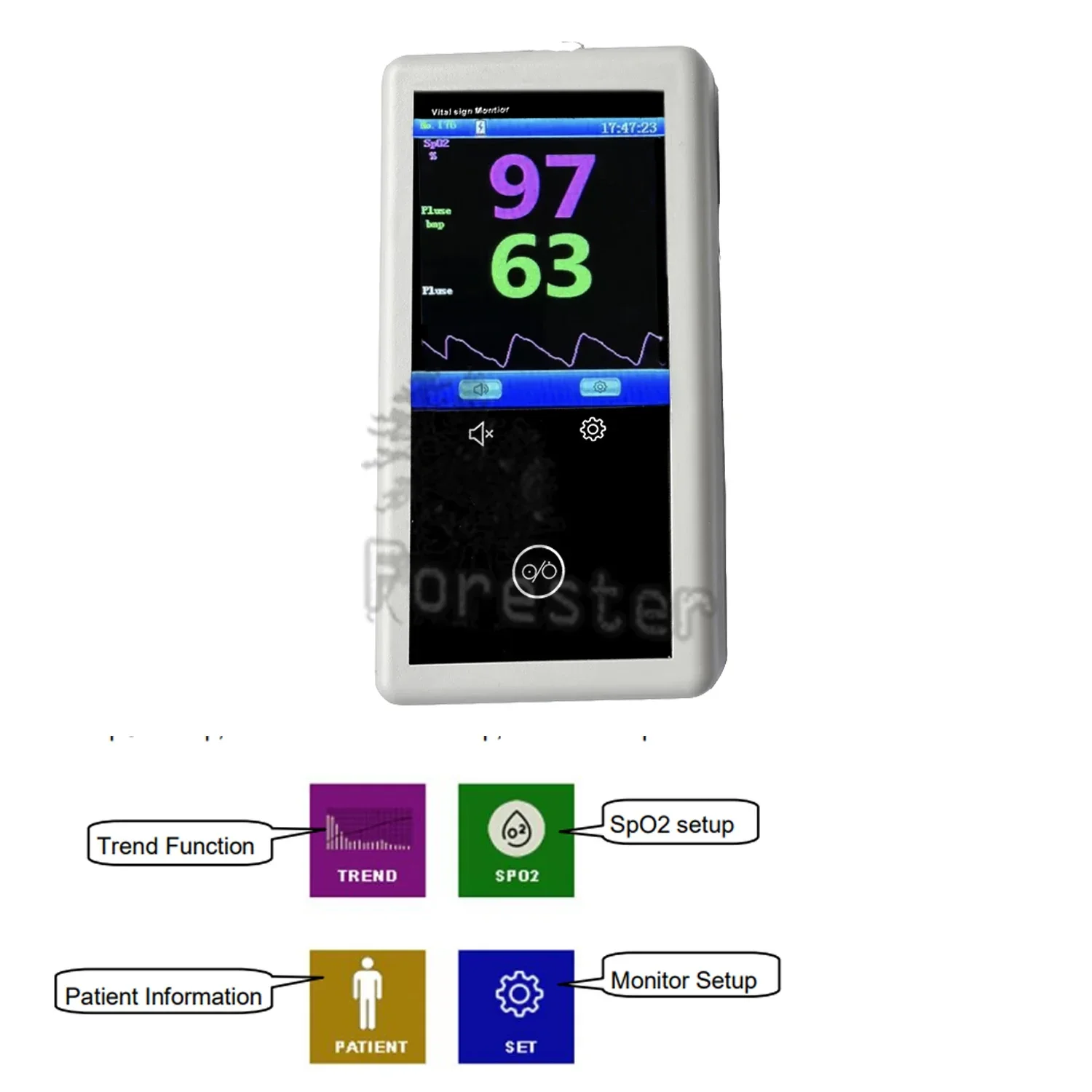 Handheld Pulse Oximeter Monitor  2.8 inch SPO2 PR PI Veterinary Clinic Equipment