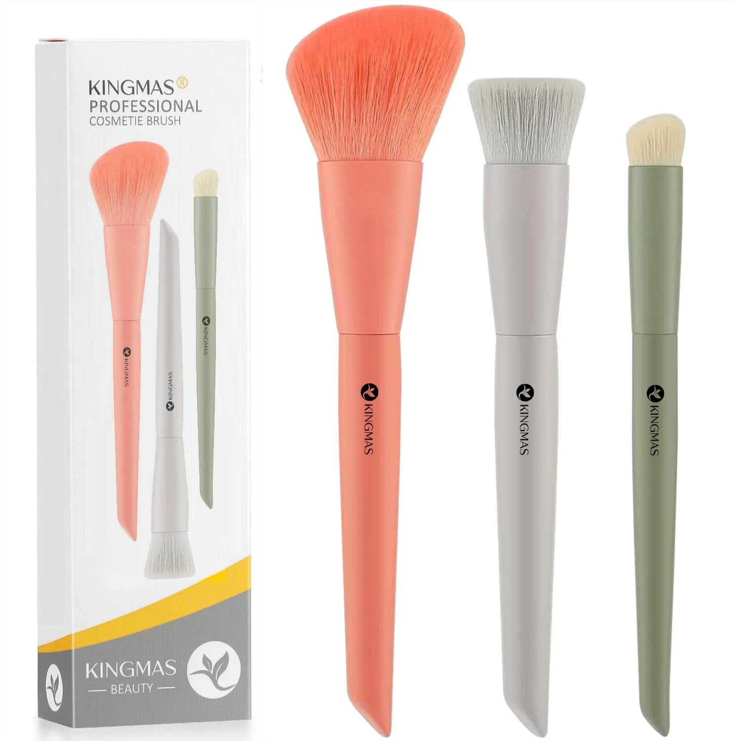 

Foundation Brush Contour Concealer Brush Set, 3Pcs Face Kabuki Makeup Brushes for Flawless Finish
