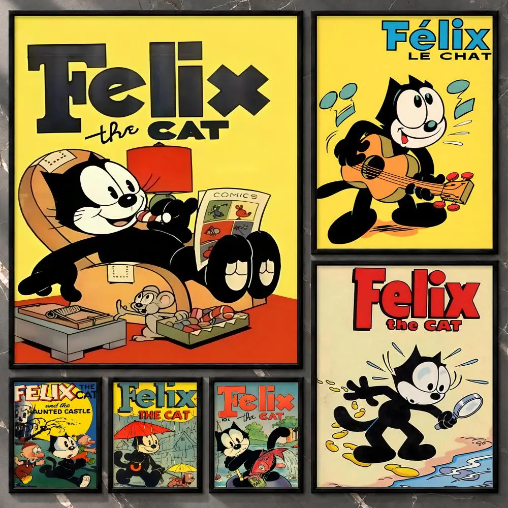 Felix the Cat Vintage Mischief Silent Era Cartoon Comic Classic Poster Aesthetic Unframed Wall Prints for Bedroom & Living Room