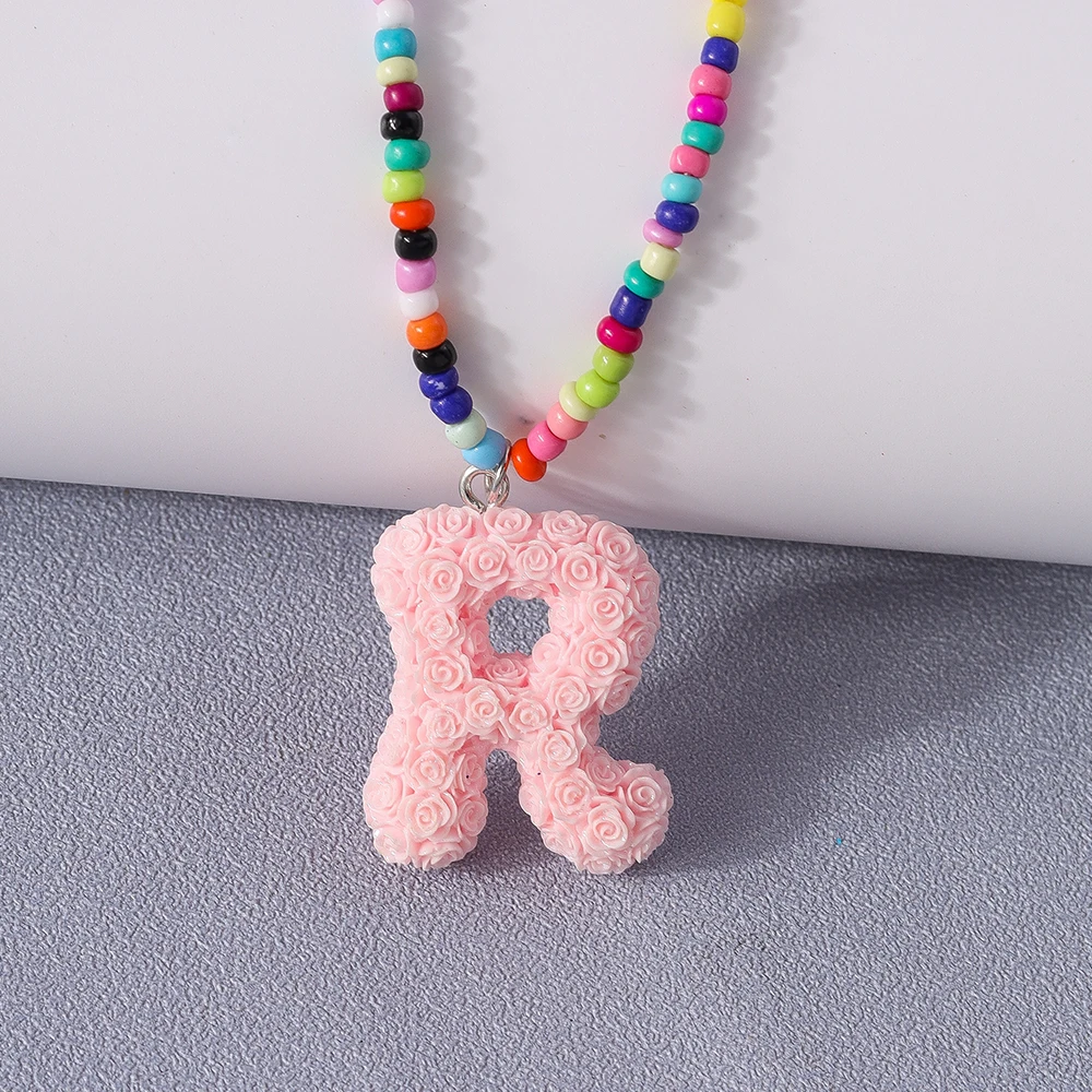 Aihua Niedliche Boho-Halskette mit Namen und Initialen, 26 Buchstaben, für Frauen, BFF, beste Freunde, Kinder, Rose, A-Z Alphabet-Halsketten, Geburtstagsgeschenke – Detail 14