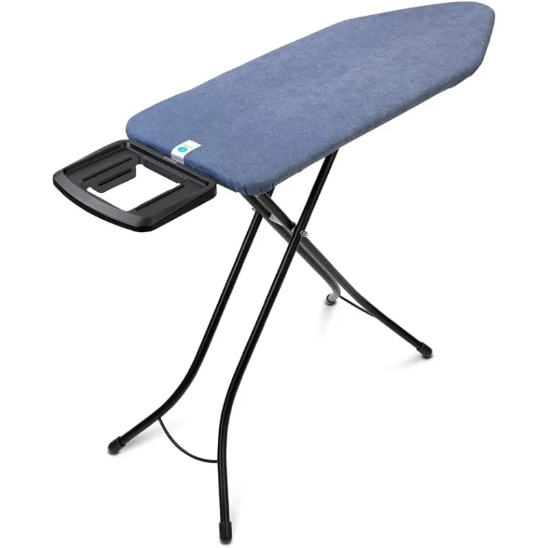 Size C Ironing Board (49x18 in) 7 Height Options, Solid Steam Iron Rest Holder (Denim Blue) Non-Slip Feet, Anti-Collap